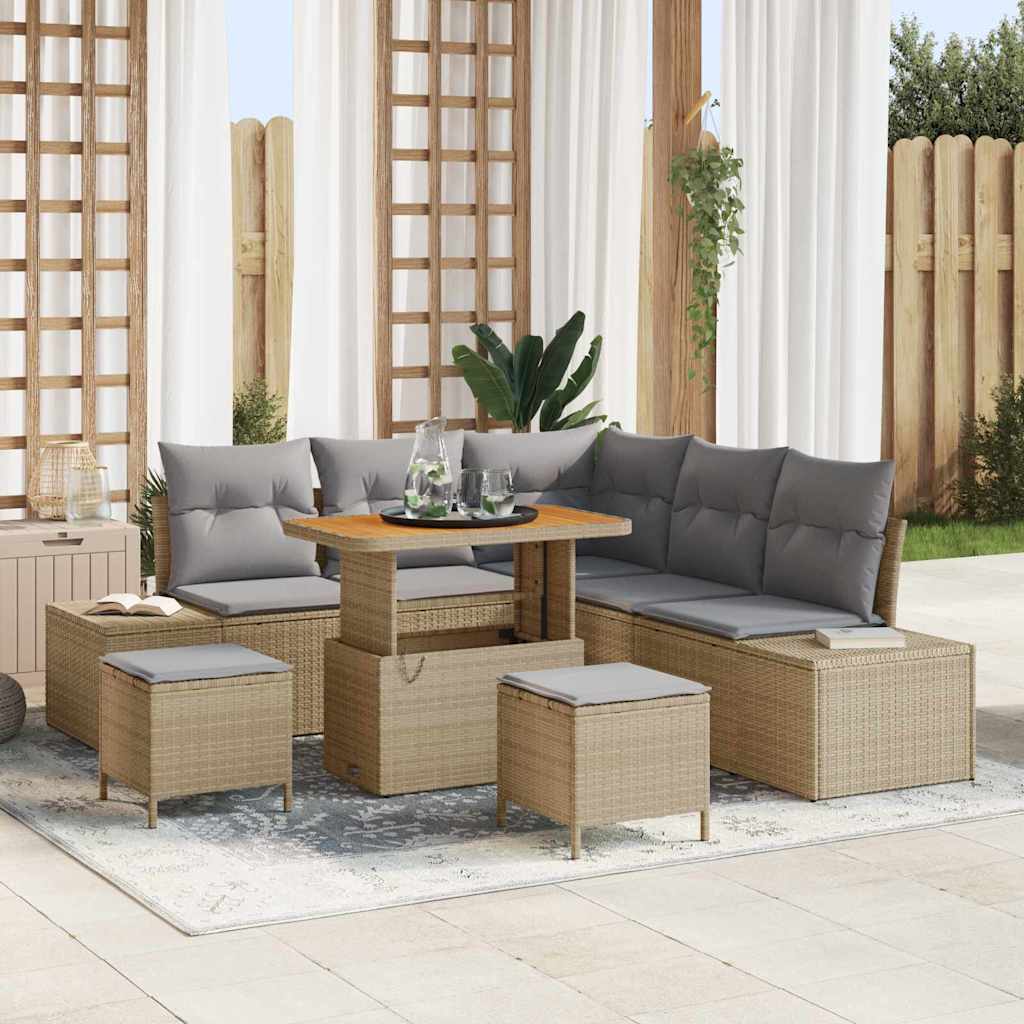 Tuin Sofa Set Met Kussen 8 Pcs Poly Riet