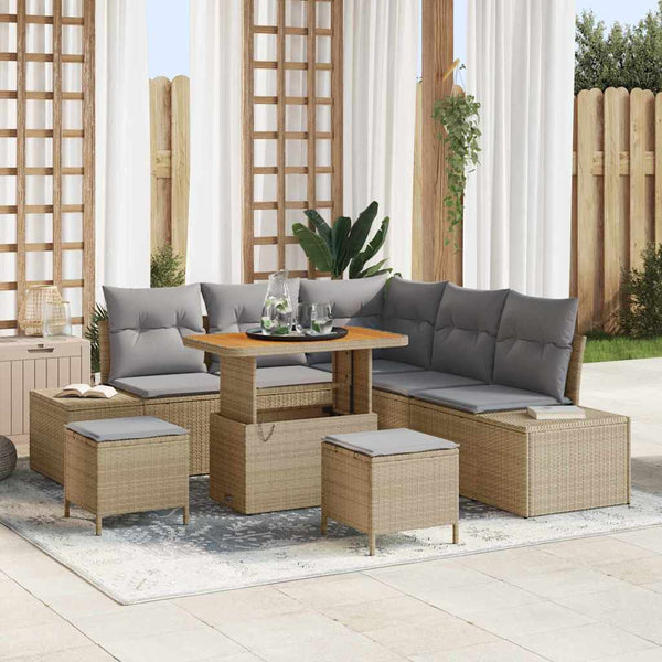Tuin Sofa Set Met Kussen 8 Pcs Poly Riet