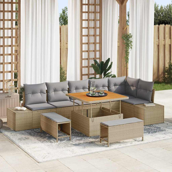 Tuin Sofa Set Met Kussen 9 Pcs Poly Riet