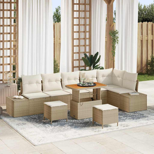 Tuin Sofa Set Met Kussen 9 Pcs Poly Riet