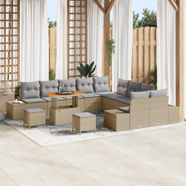 Tuin Sofa Set Met Kussen 13 Pcs Poly Riet