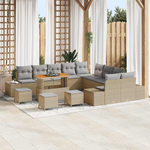 Tuin Sofa Set Met Kussen 13 Pcs Poly Riet