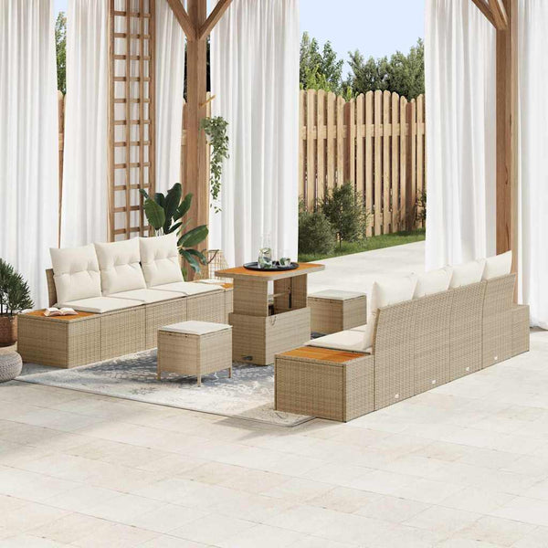 Tuin Sofa Set Met Kussen 10 Pcs Poly Riet