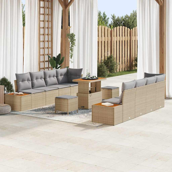 Tuin Sofa Set Met Kussen 11 Pcs Poly Riet