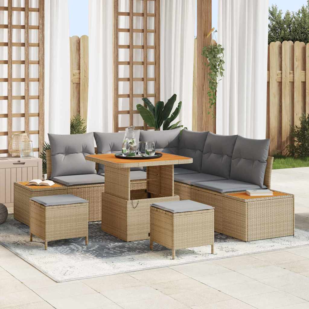 Tuin Sofa Set Met Kussen 8 Pcs Poly Riet