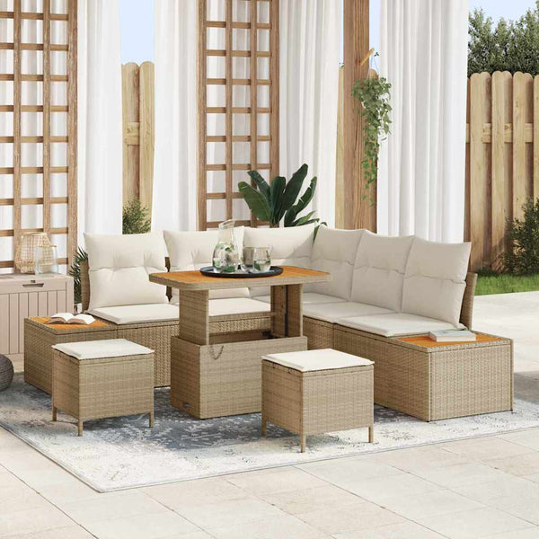 Tuin Sofa Set Met Kussen 8 Pcs Poly Riet