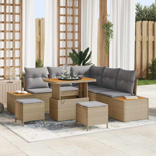 Tuin Sofa Set Met Kussen 8 Pcs Poly Riet