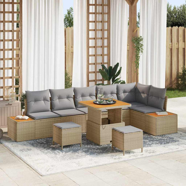 Tuin Sofa Set Met Kussen 9 Pcs Poly Riet
