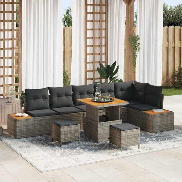 Tuin Sofa Set Met Kussen 9 Pcs Poly Riet