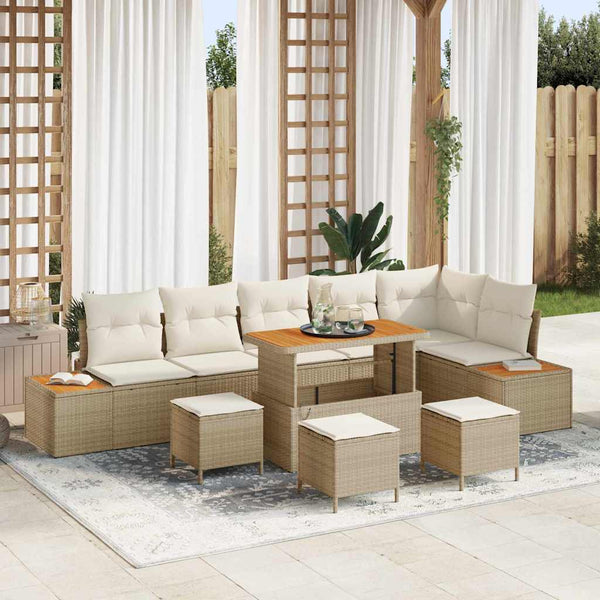 Tuin Sofa Set Met Kussen 9 Pcs Poly Riet