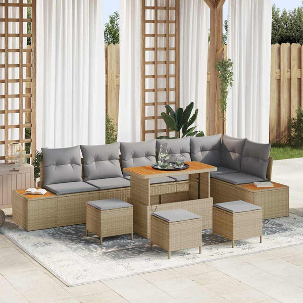 Tuin Sofa Set Met Kussen 9 Pcs Poly Riet