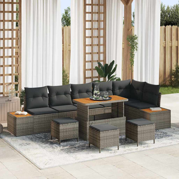 Tuin Sofa Set Met Kussen 9 Pcs Poly Riet