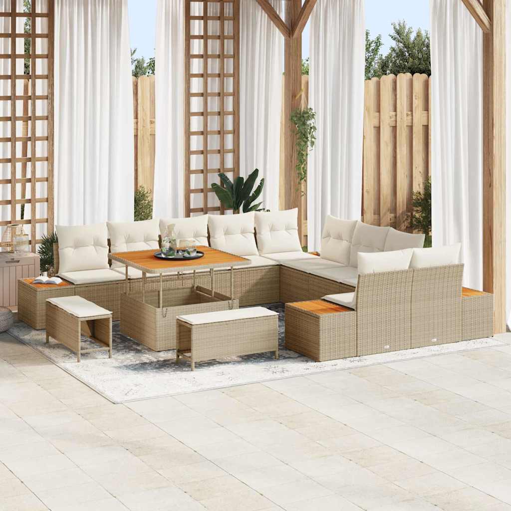 Tuin Sofa Set Met Kussen 13 Pcs Poly Riet