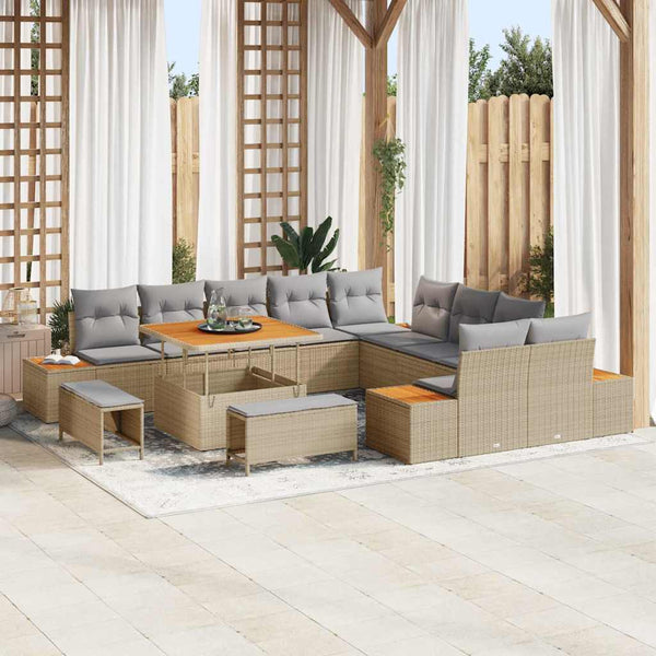Tuin Sofa Set Met Kussen 13 Pcs Poly Riet