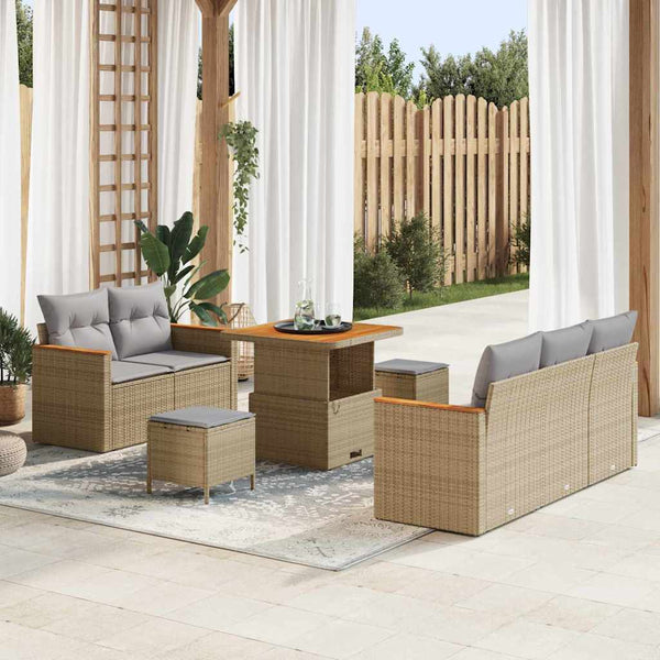 Tuin Sofa Set Met Kussen 8 Pcs Poly Riet