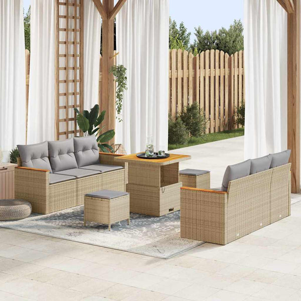 Tuin Sofa Set Met Kussen 9 Pcs Poly Riet