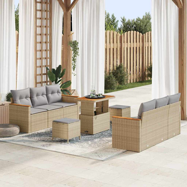 Tuin Sofa Set Met Kussen 9 Pcs Poly Riet
