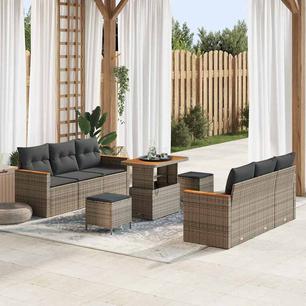 Tuin Sofa Set Met Kussen 9 Pcs Poly Riet