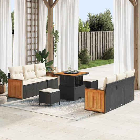 Tuin Sofa Set Met Kussen 9 Pcs En Crème 80 X 80 X 71 Cm