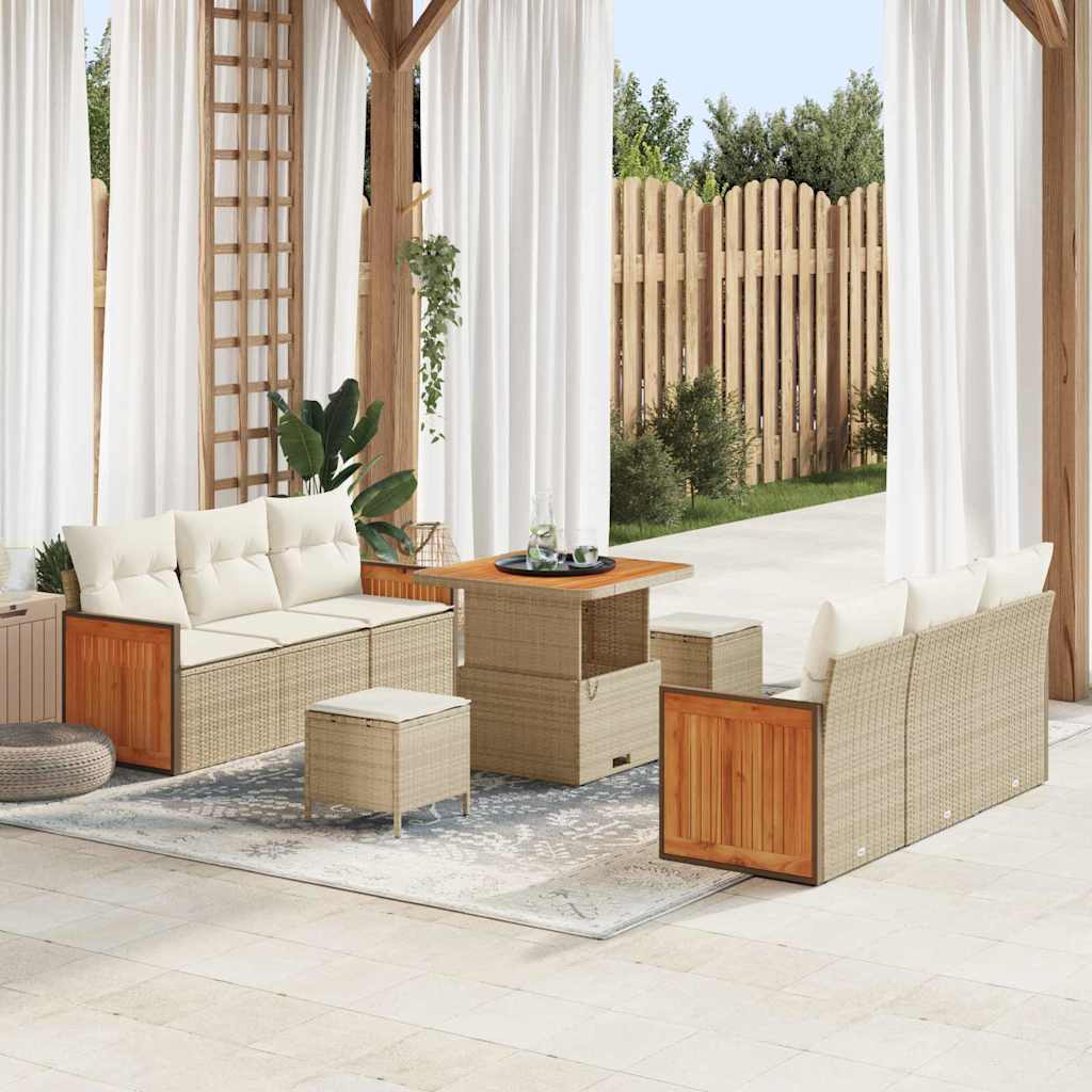 Tuin Sofa Set Met Kussen 9 Pcs En Crème 80 X 80 X 71 Cm