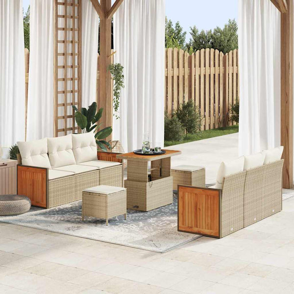 Tuin Sofa Set Met Kussen 9 Pcs En Crème 80 X 80 X 71 Cm