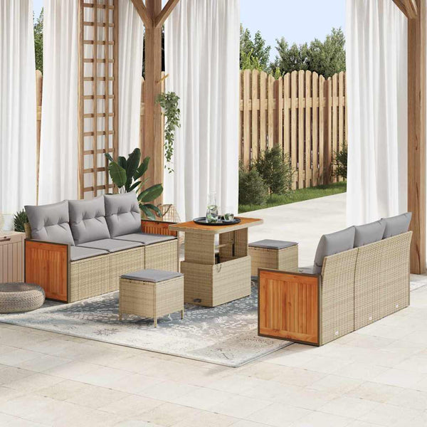 Tuin Sofa Set Met Kussen 9 Pcs En Crème 80 X 80 X 71 Cm