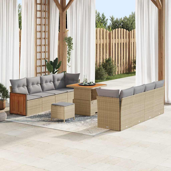 Tuin Sofa Set Met Kussen 11 Pcs En Crème 80 X 80 X 71 Cm