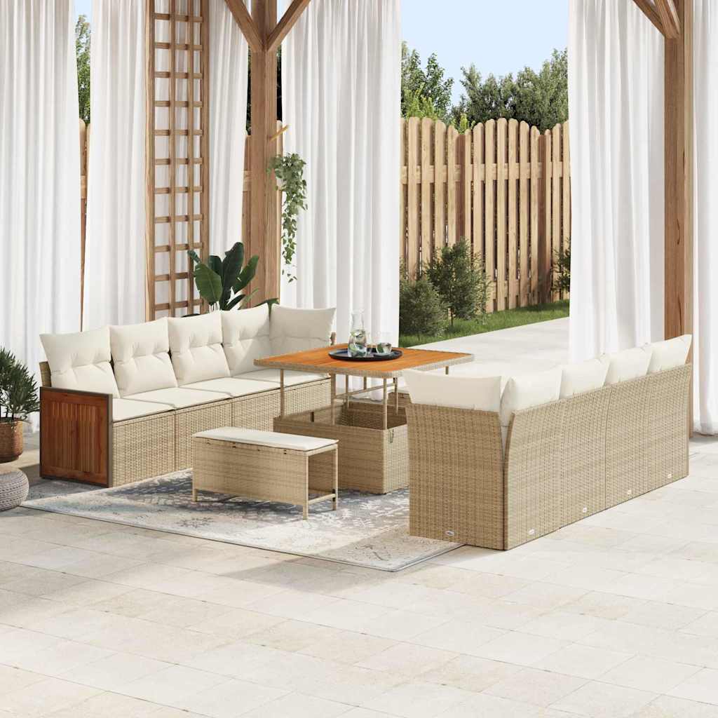 Tuin Sofa Set Met Kussen 11 Pcs En Crème 80 X 80 X 71 Cm