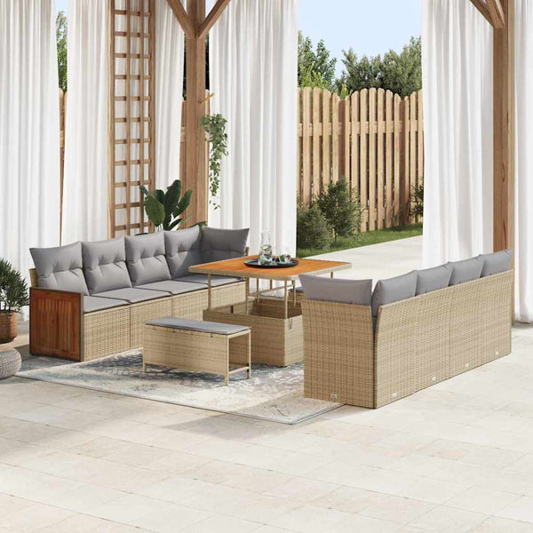 Tuin Sofa Set Met Kussen 11 Pcs En Crème 80 X 80 X 71 Cm
