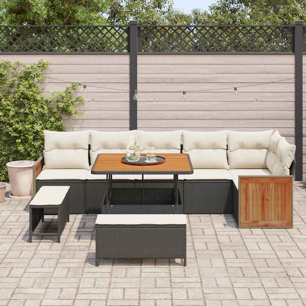 Tuin Sofa Set Met Kussen 9 Pcs En Crème 100 X 100 X 71 Cm