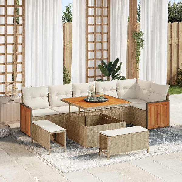 Tuin Sofa Set Met Kussen 9 Pcs En Crème 100 X 100 X 71 Cm