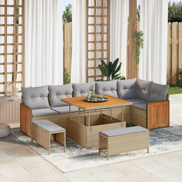 Tuin Sofa Set Met Kussen 9 Pcs En Crème 100 X 100 X 71 Cm
