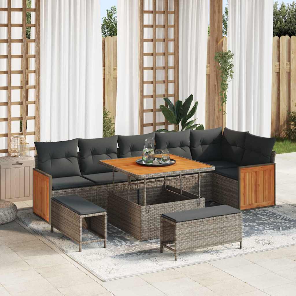 Tuin Sofa Set Met Kussen 9 Pcs En Crème 100 X 100 X 71 Cm