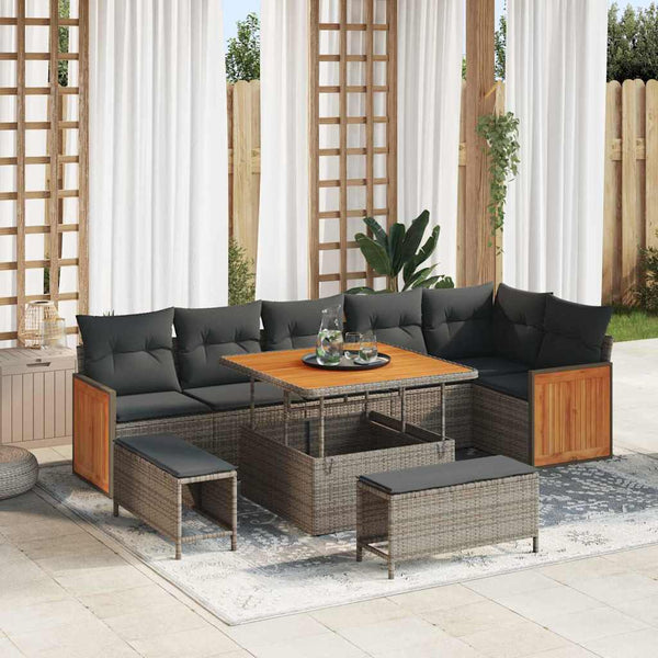 Tuin Sofa Set Met Kussen 9 Pcs En Crème 100 X 100 X 71 Cm