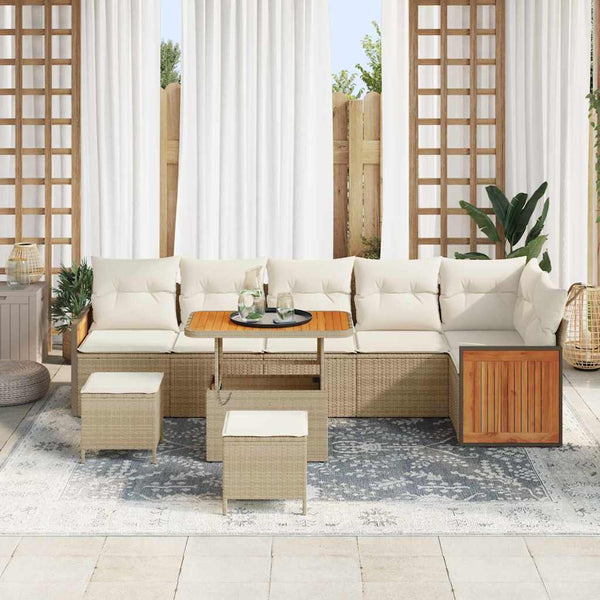 Tuin Sofa Set Met Kussen 9 Pcs En Crème 100 X 100 X 71 Cm