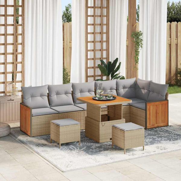 Tuin Sofa Set Met Kussen 9 Pcs En Crème 100 X 100 X 71 Cm