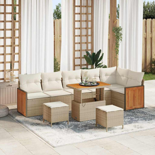 Tuin Sofa Set Met Kussen 9 Pcs En Crème 100 X 100 X 71 Cm