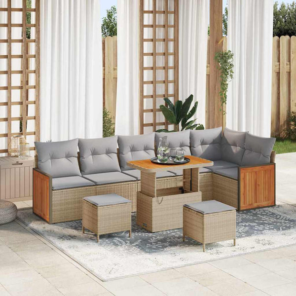 Tuin Sofa Set Met Kussen 9 Pcs En Crème 100 X 100 X 71 Cm