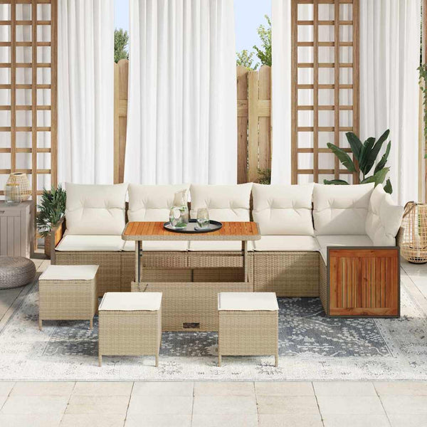 Tuin Sofa Set Met Kussen 9 Pcs En Crème 100 X 100 X 71 Cm