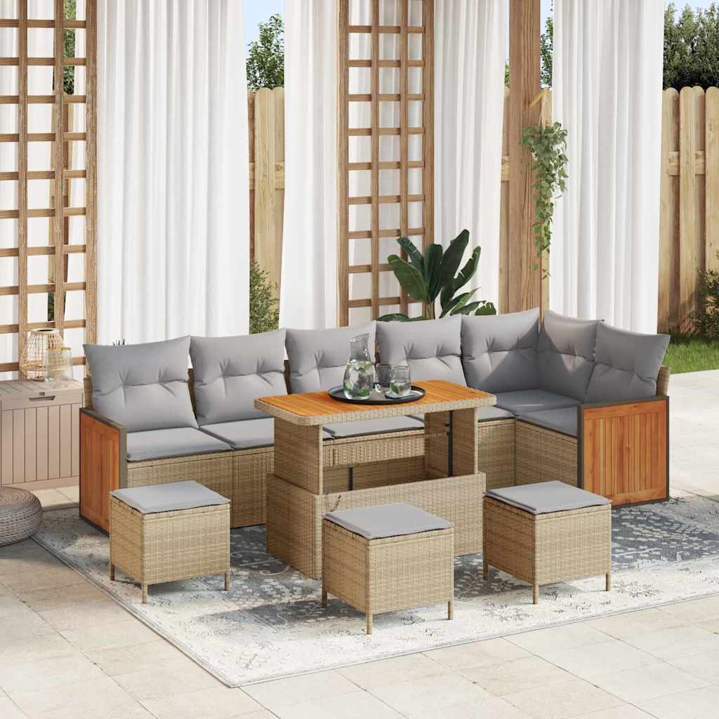 Tuin Sofa Set Met Kussen 9 Pcs En Crème 100 X 100 X 71 Cm