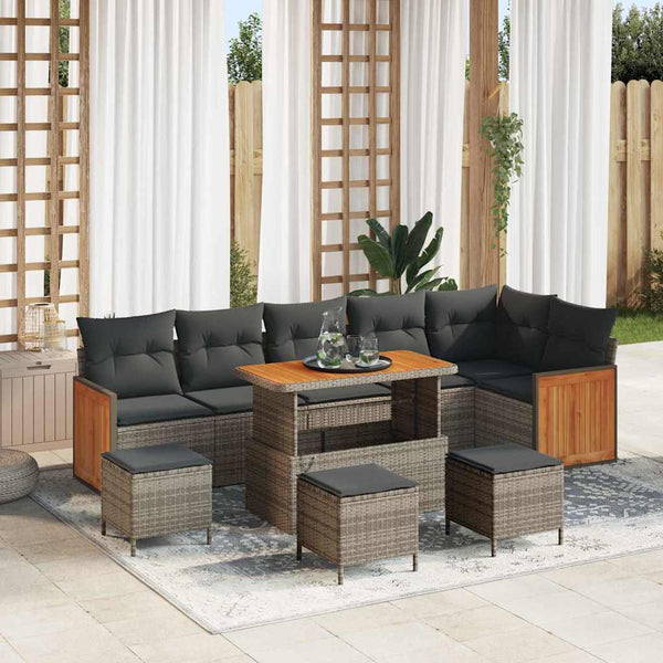 Tuin Sofa Set Met Kussen 9 Pcs En Crème 100 X 100 X 71 Cm