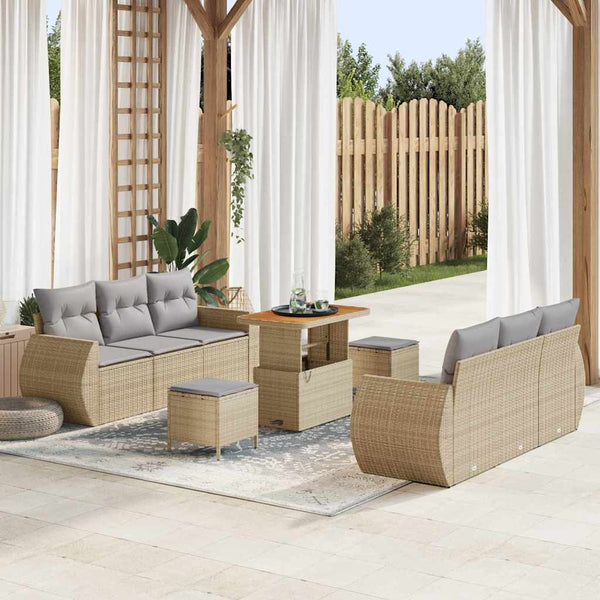 Tuin Sofa Set 9 Pcs En Crèmekleurig 80 X 80 X 71 Cm