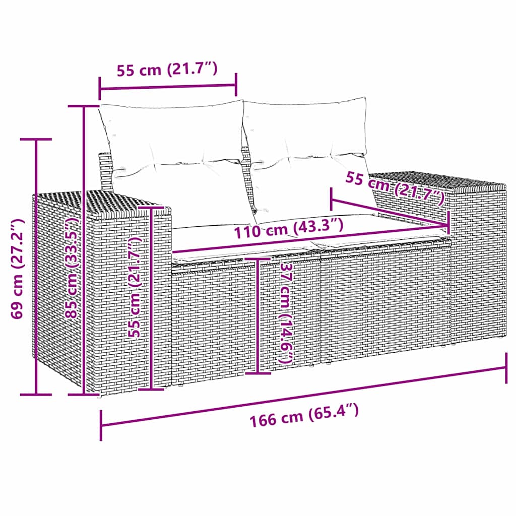Tuin Sofa Set 9 Pcs En 80 X 80 X 71 Cm