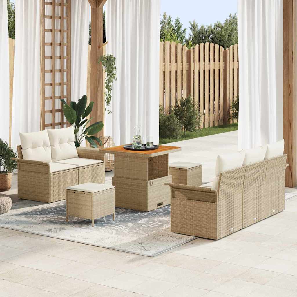 Tuin Sofa Set Met Kussen 8 Pcs En Crème 90 X 55 X 71 Cm