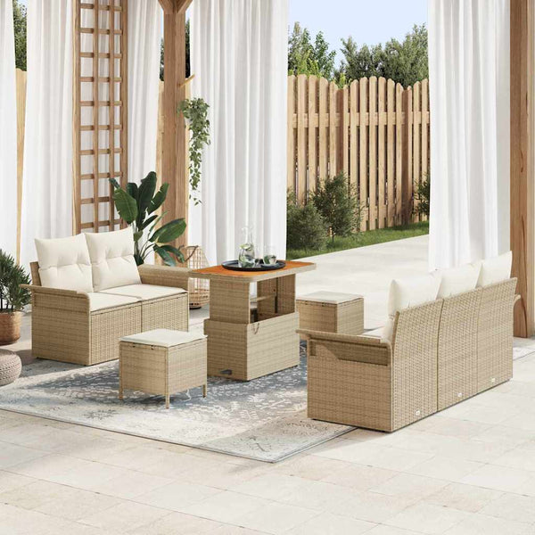Tuin Sofa Set Met Kussen 8 Pcs En Crème 90 X 55 X 71 Cm