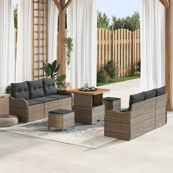 Tuin Sofa Set 9 Pcs En Licht Grijs 80 X 80 X 71 Cm