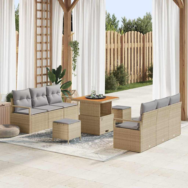 Tuin Sofa Set Met Opslag 9 Pcs Poly Riet