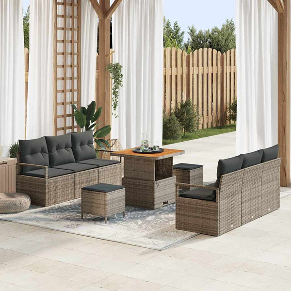 Tuin Sofa Set Met Opslag 9 Pcs Poly Riet