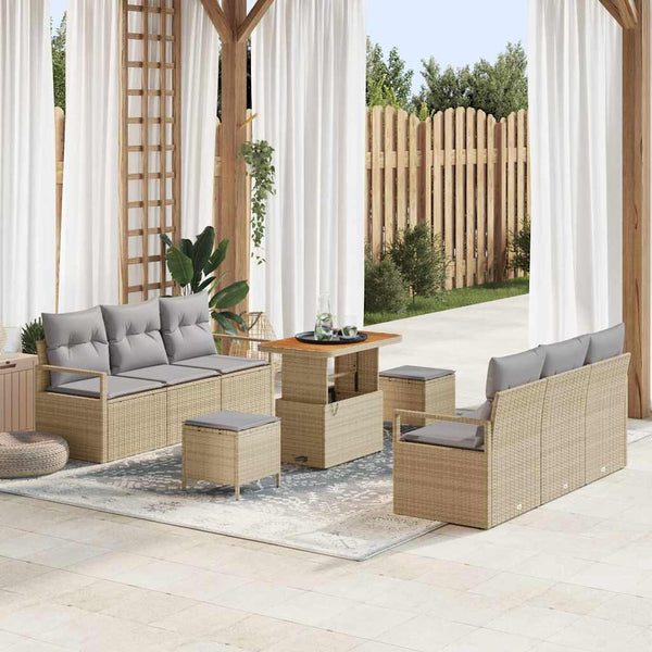 Tuin Sofa Set Met Opslag 9 Pcs Poly Riet