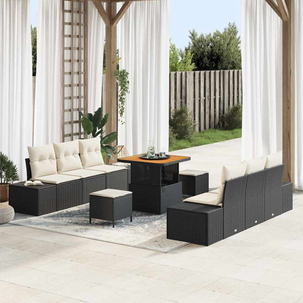 Tuin Sofa Set Met Kussen 9 Pcs En Crème 90 X 55 X 71 Cm